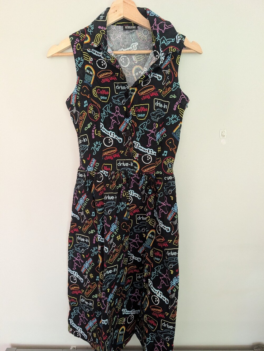 Retro Rockabilly Diner Novelty Print Dress
